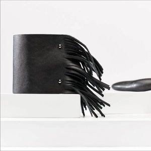 Leather fringe cuff
